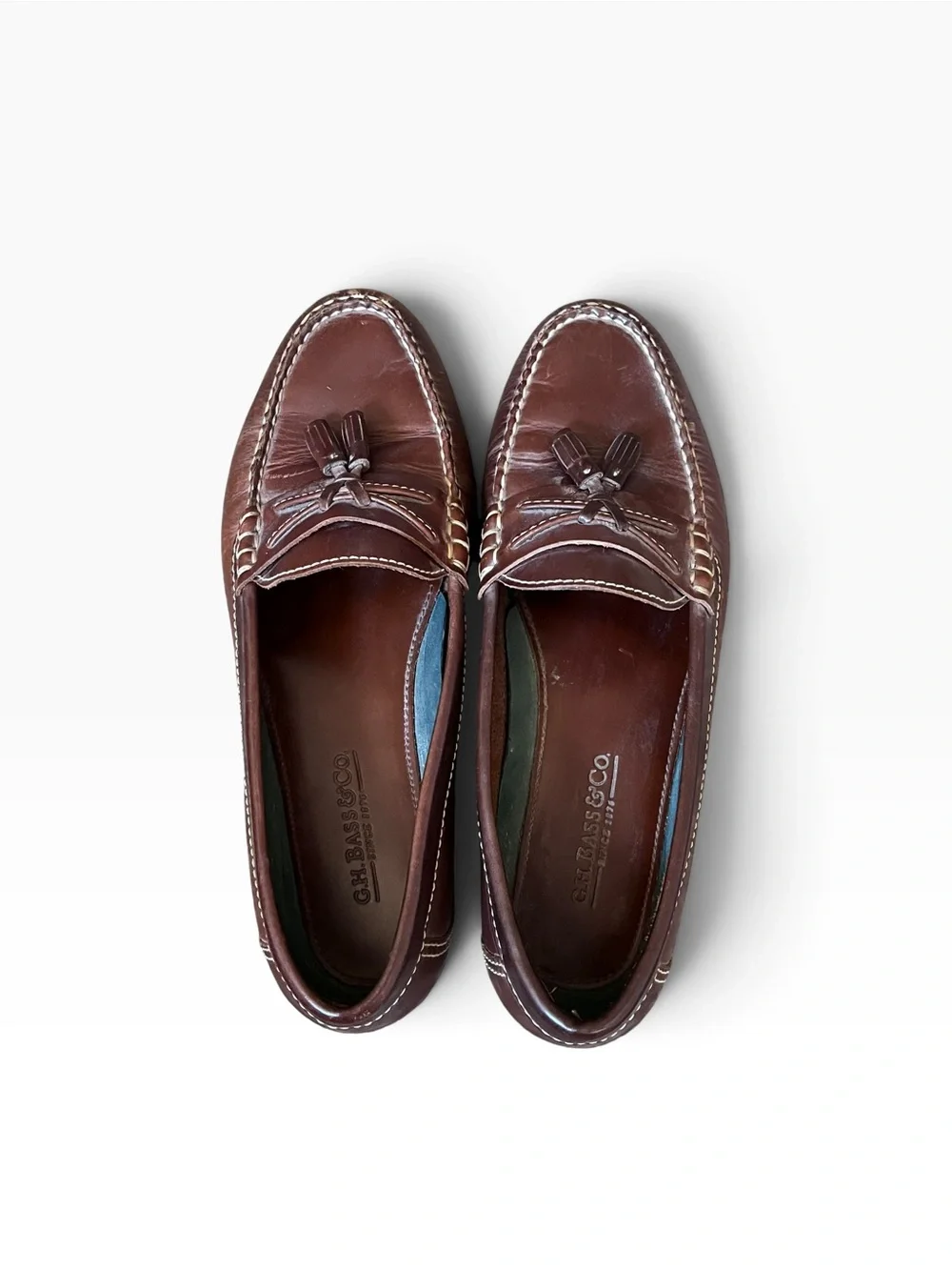 Vtg G.H. Bass & Co. Weejuns Roosevelt Men Brown Leather Tassel Shoes Loafer 8.5M